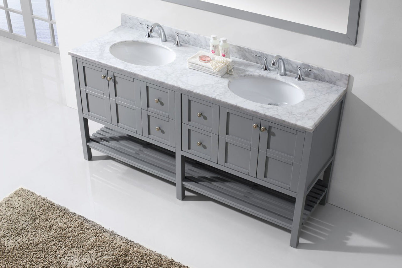 Virtu USA Winterfell 72" Double Round Sink Grey Top Vanity in Grey with Mirror Vanity Virtu USA 