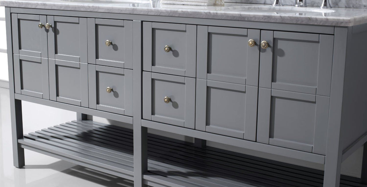 Virtu USA Winterfell 72" Double Round Sink Grey Top Vanity in Grey with Mirror Vanity Virtu USA 