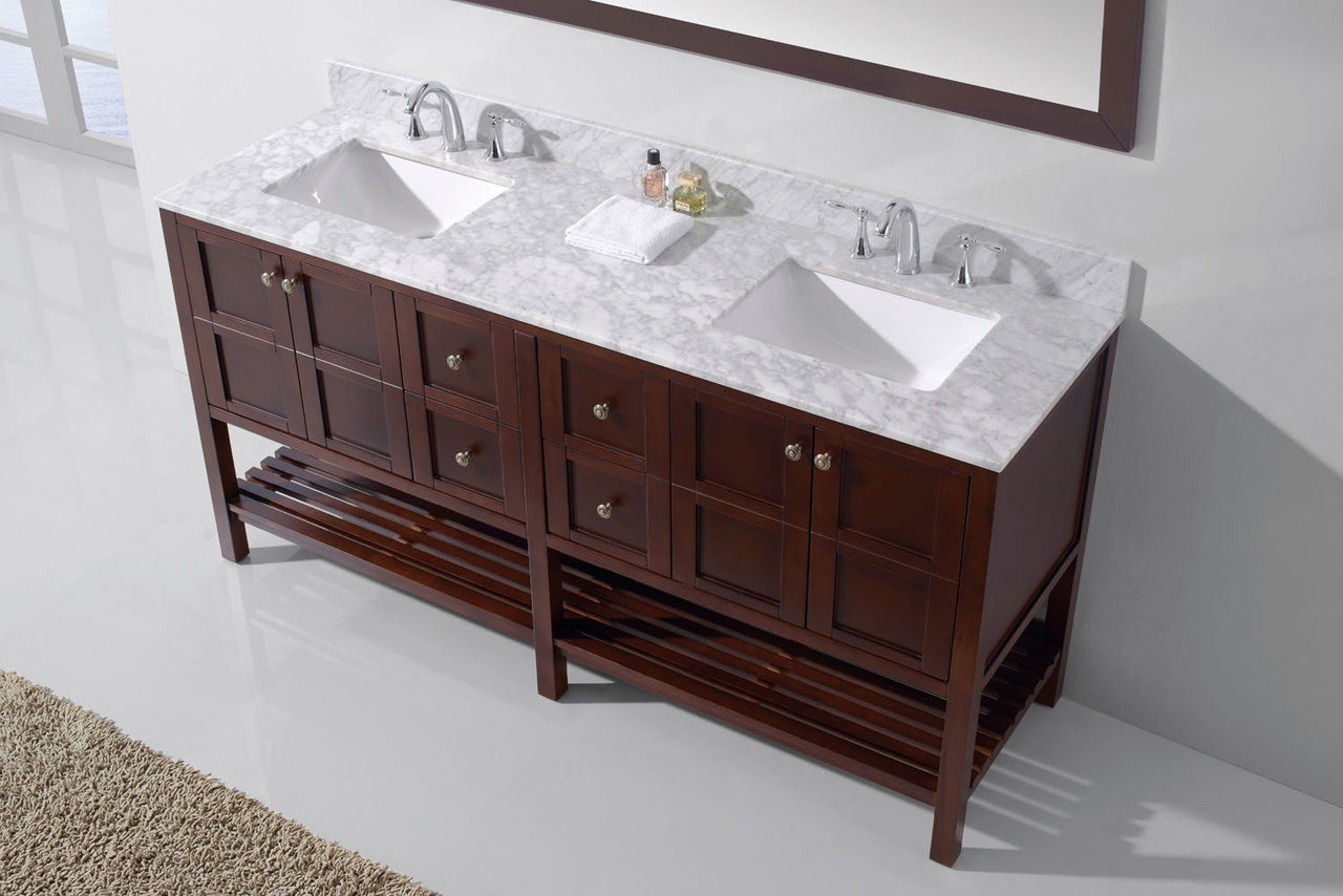 Virtu USA Winterfell 72" Double Square Sink Cherry Top Vanity in Cherry with Mirror Vanity Virtu USA 