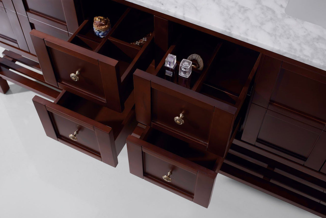 Virtu USA Winterfell 72" Double Square Sink Cherry Top Vanity in Cherry with Mirror Vanity Virtu USA 