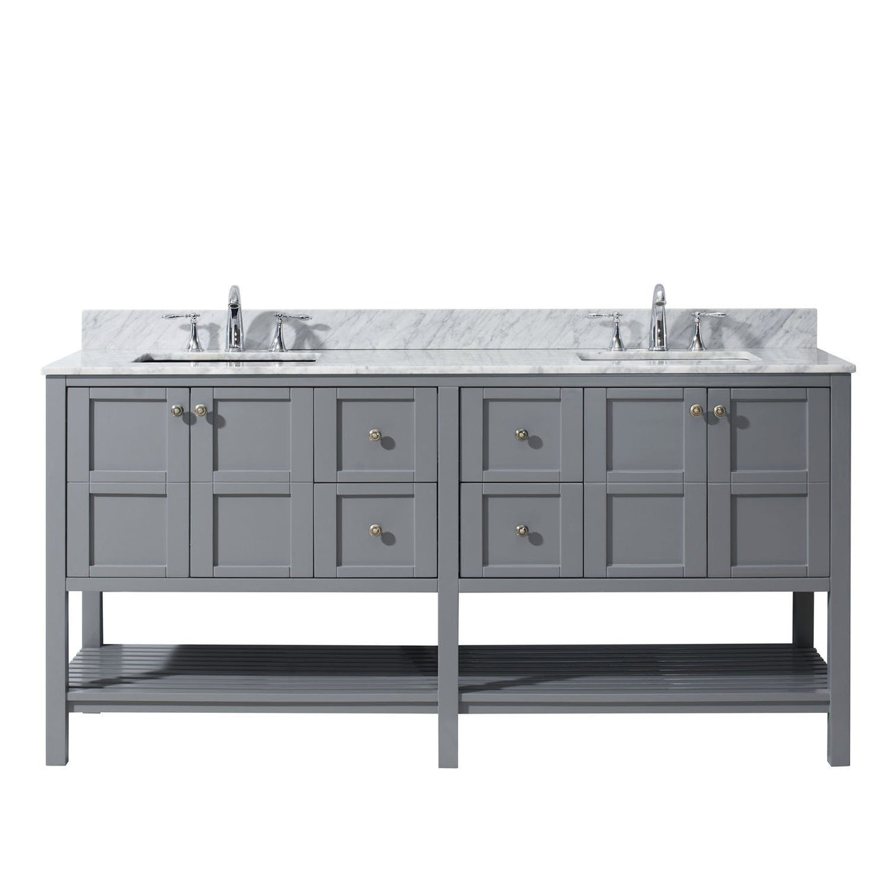 Virtu USA Winterfell 72" Double Square Sink Grey Top Vanity in Grey with Mirror Vanity Virtu USA 