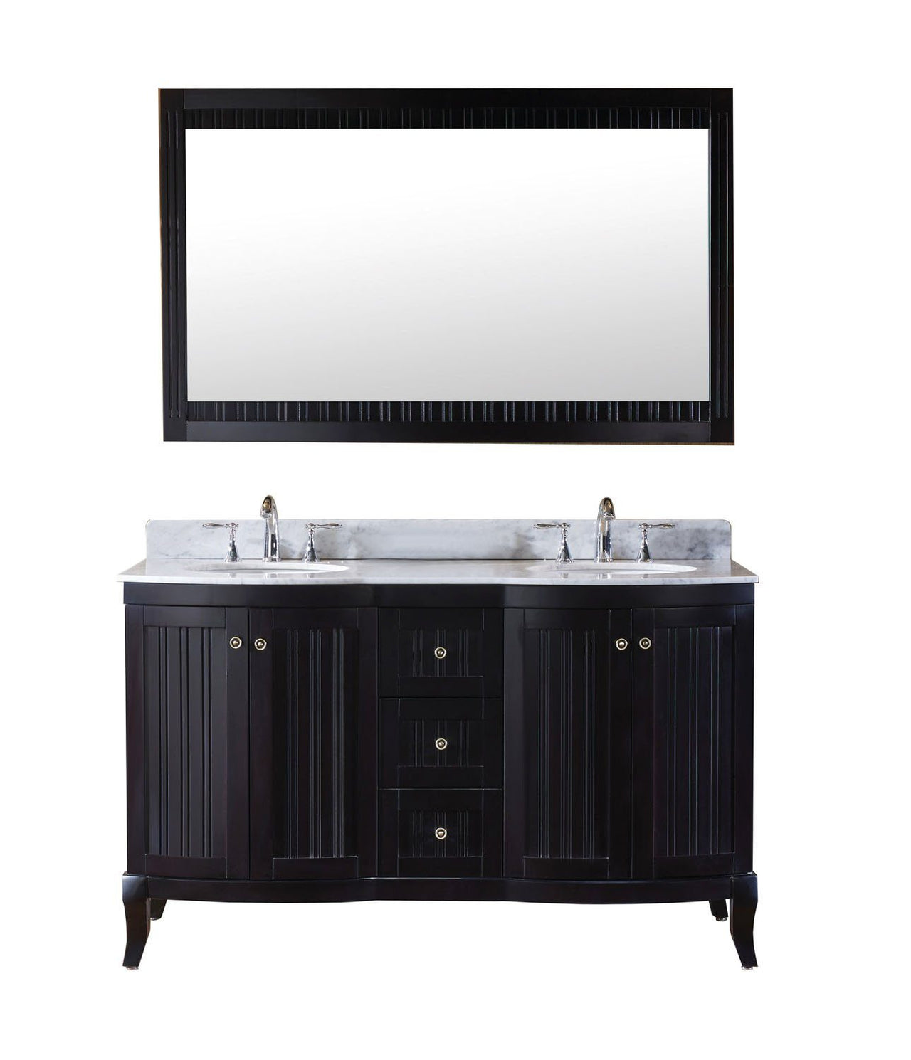 Virtu USA Khaleesi 60" Double Round Sink Espresso Top Vanity with Mirror Vanity Virtu USA 