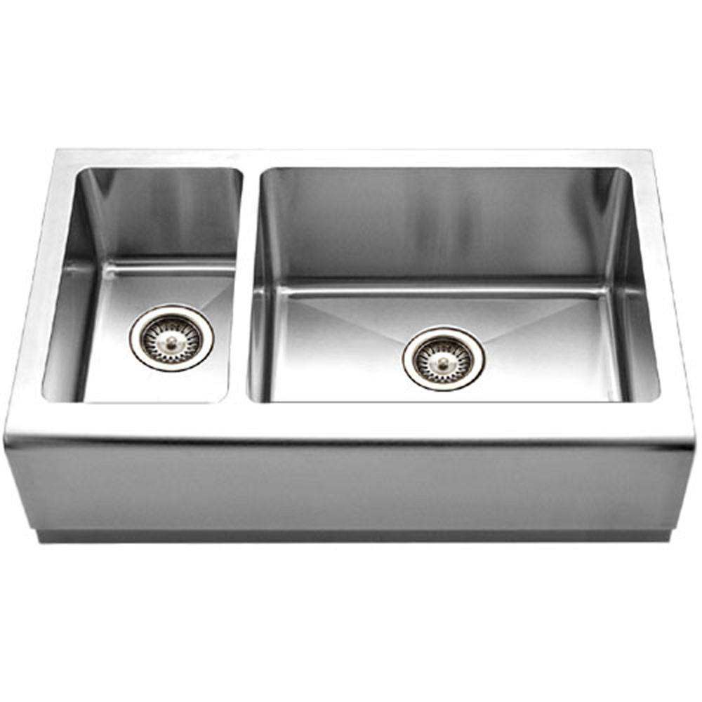 Houzer Epicure Series Apron Front Farmhouse Stainless Steel 70/30 Double Bowl Kitchen Sink, Small bowl left Kitchen Sink - Apron Front Houzer 