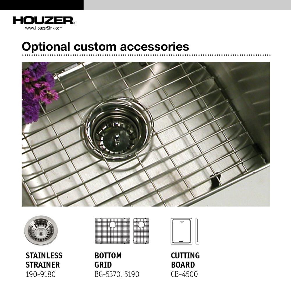 Houzer Epicure Series Apron Front Farmhouse Stainless Steel 70/30 Double Bowl Kitchen Sink, Small bowl left Kitchen Sink - Apron Front Houzer 