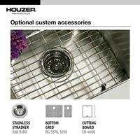 Thumbnail for Houzer Epicure Series Apron Front Farmhouse Stainless Steel 70/30 Double Bowl Kitchen Sink, Small bowl left Kitchen Sink - Apron Front Houzer 