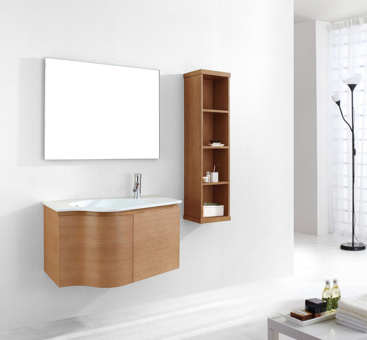 Virtu USA Roselle 36" Single Round Sink Chestnut Top Vanity with Mirror Vanity Virtu USA 