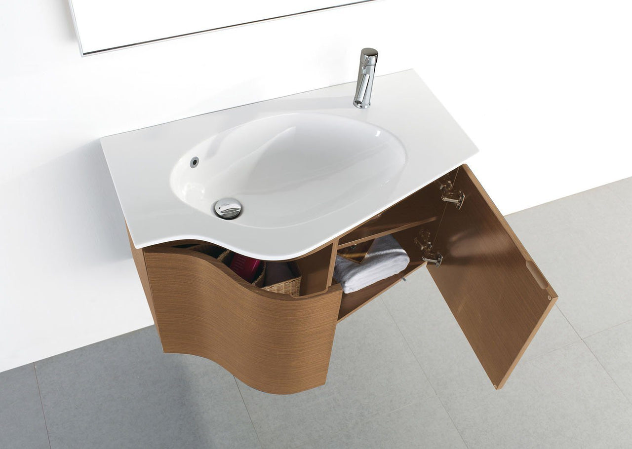 Virtu USA Roselle 36" Single Round Sink Chestnut Top Vanity with Mirror Vanity Virtu USA 