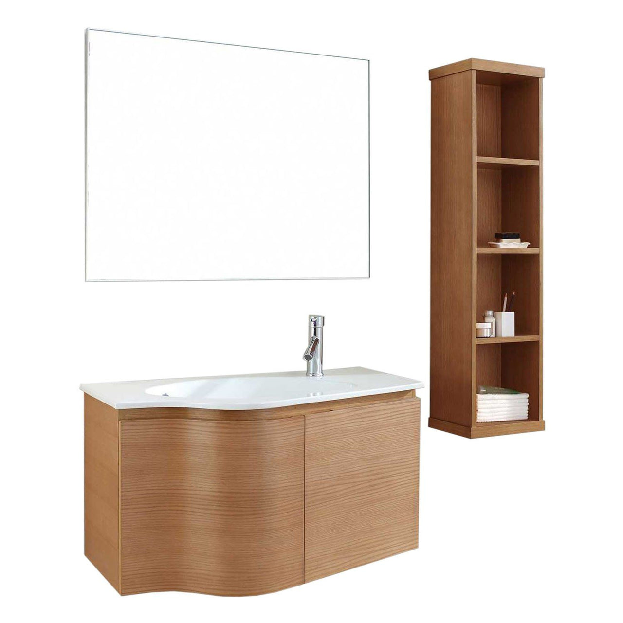 Virtu USA Roselle 36" Single Round Sink Chestnut Top Vanity with Mirror Vanity Virtu USA 