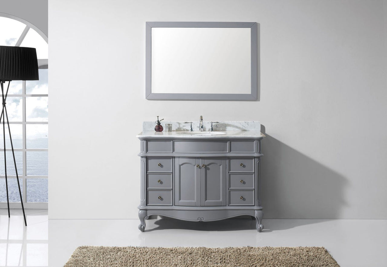 Virtu USA Norhaven 48" Single Round Sink Grey Top Vanity in Grey with Mirror Vanity Virtu USA 