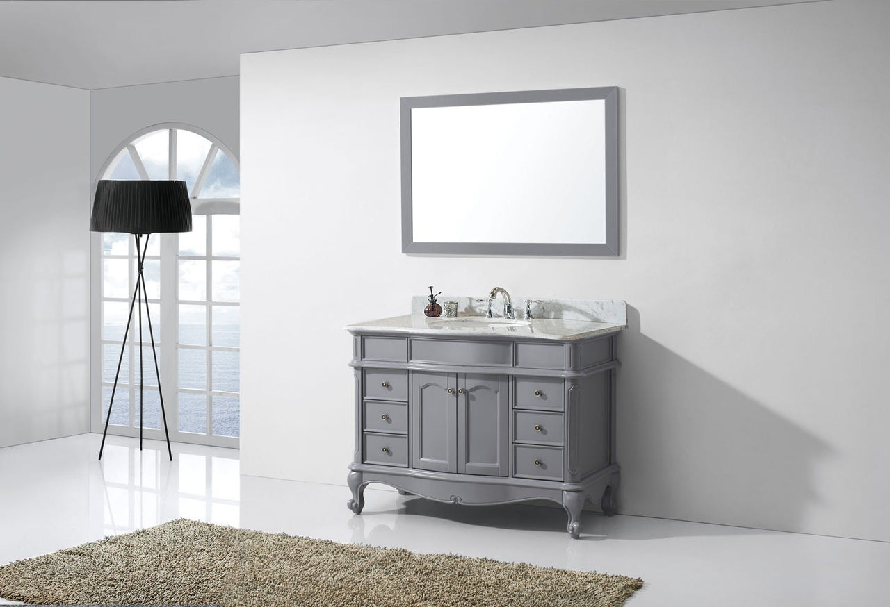 Virtu USA Norhaven 48" Single Round Sink Grey Top Vanity in Grey with Mirror Vanity Virtu USA 