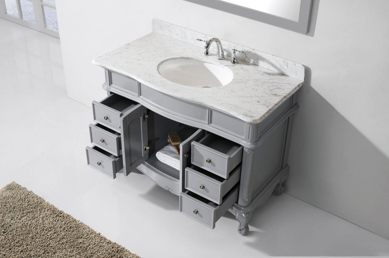 Virtu USA Norhaven 48" Single Round Sink Grey Top Vanity in Grey with Mirror Vanity Virtu USA 