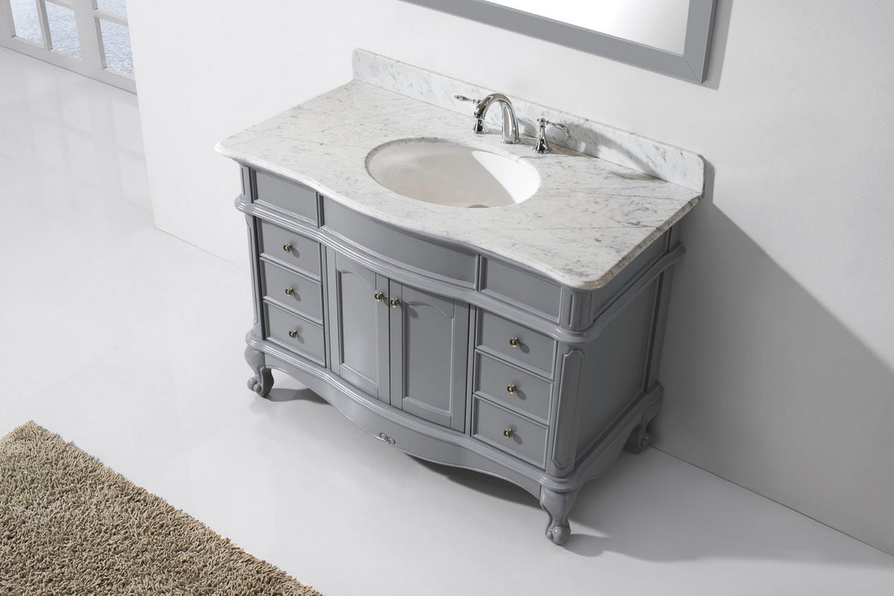 Virtu USA Norhaven 48" Single Round Sink Grey Top Vanity in Grey with Mirror Vanity Virtu USA 