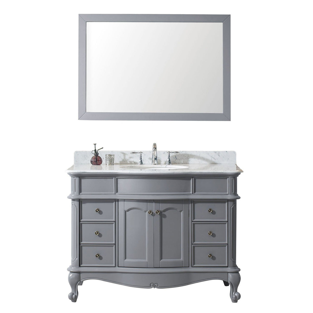 Virtu USA Norhaven 48" Single Round Sink Grey Top Vanity in Grey with Mirror Vanity Virtu USA 