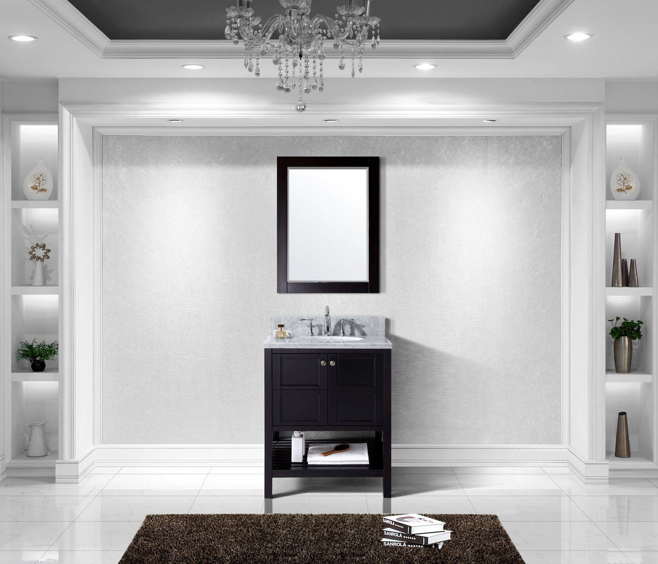 Virtu USA Winterfell 30" Single Round Sink Espresso Top Vanity with Mirror Vanity Virtu USA 