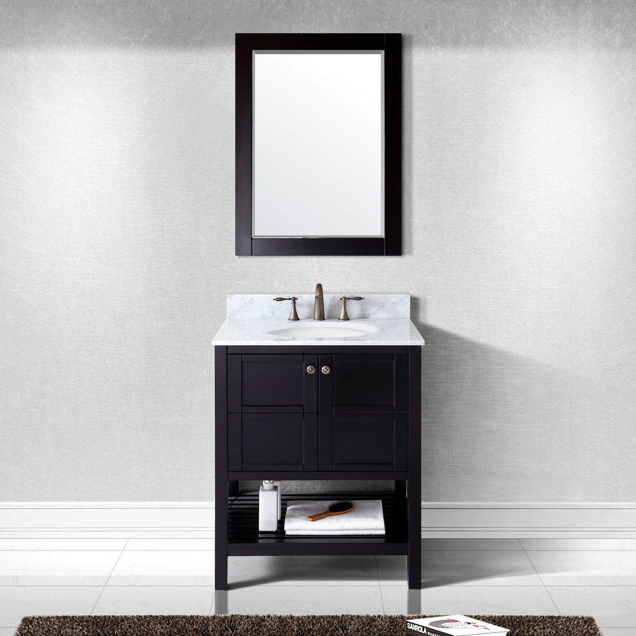 Virtu USA Winterfell 30" Single Round Sink Espresso Top Vanity with Mirror Vanity Virtu USA 