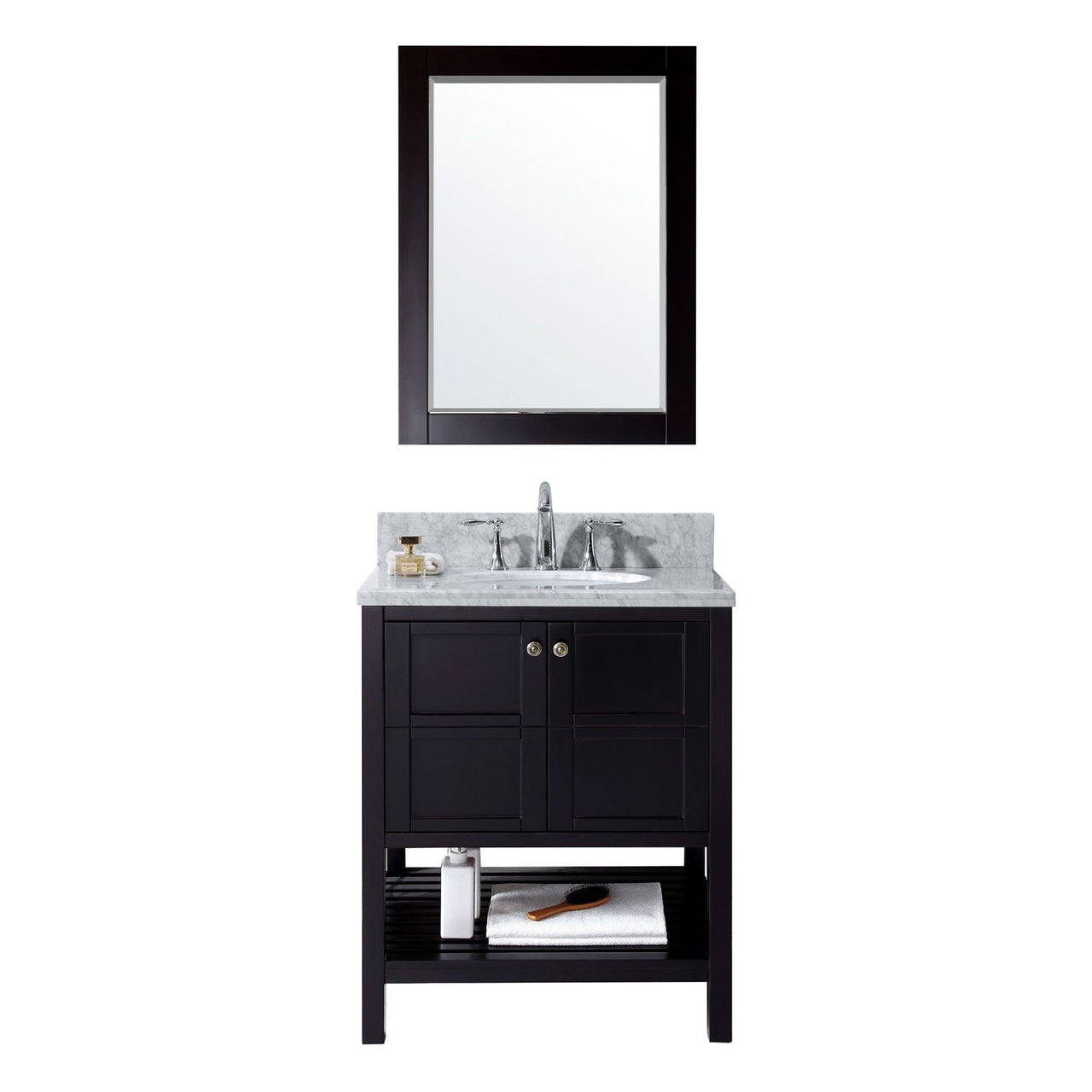 Virtu USA Winterfell 30" Single Round Sink Espresso Top Vanity with Mirror Vanity Virtu USA 
