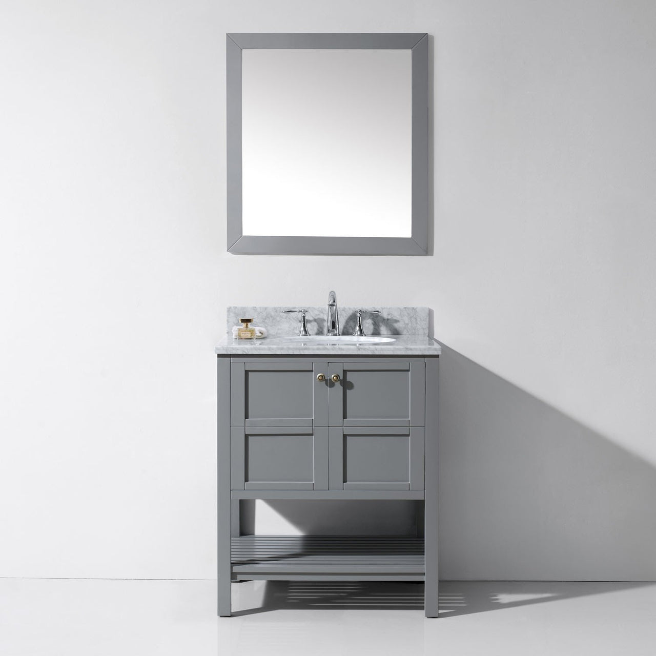 Virtu USA Winterfell 30" Single Round Sink Grey Top Vanity in Grey with Mirror Vanity Virtu USA 
