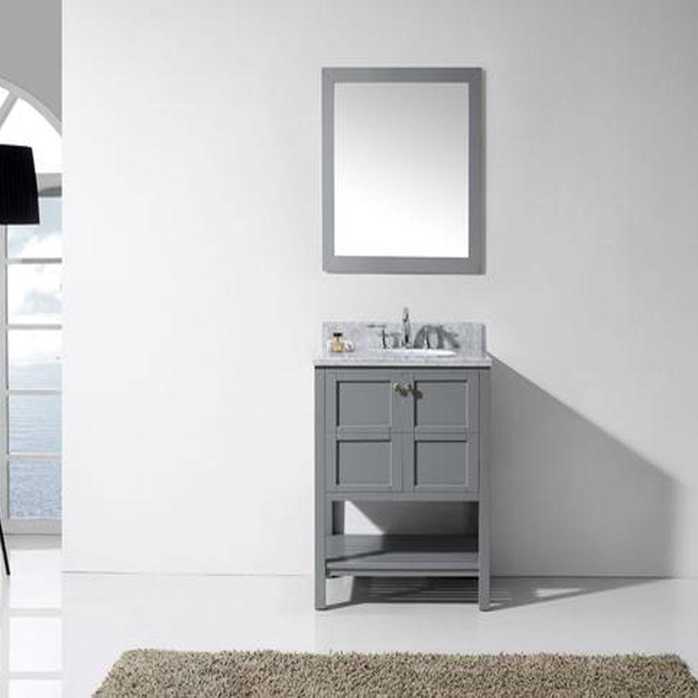 Virtu USA Winterfell 30" Single Round Sink Grey Top Vanity in Grey with Mirror Vanity Virtu USA 