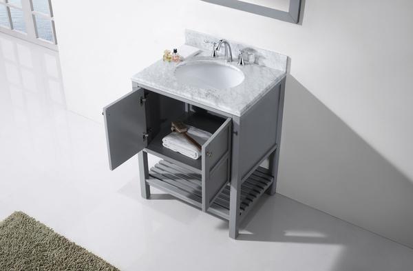 Virtu USA Winterfell 30" Single Round Sink Grey Top Vanity in Grey with Mirror Vanity Virtu USA 