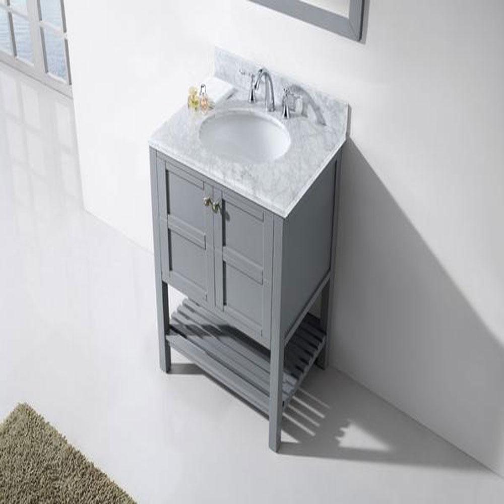 Virtu USA Winterfell 30" Single Round Sink Grey Top Vanity in Grey with Mirror Vanity Virtu USA 