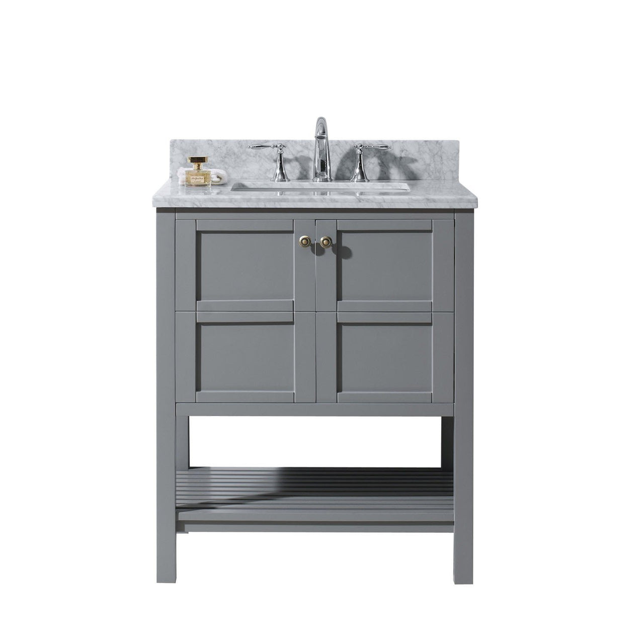 Virtu USA Winterfell 30" Single Round Sink Grey Top Vanity in Grey with Mirror Vanity Virtu USA 