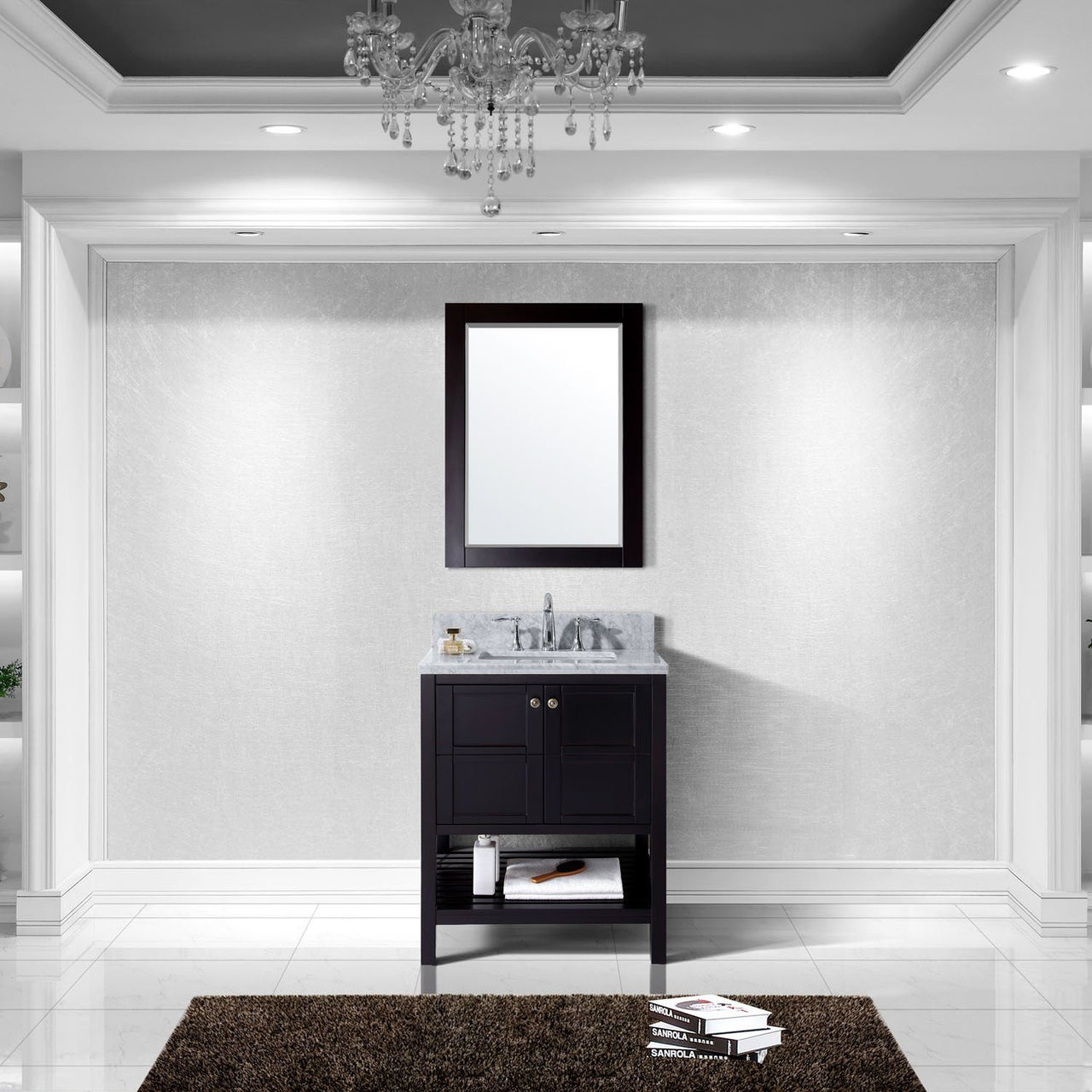 Virtu USA Winterfell 30" Single Square Sink Espresso Top Vanity in Espresso with Mirror Vanity Virtu USA 