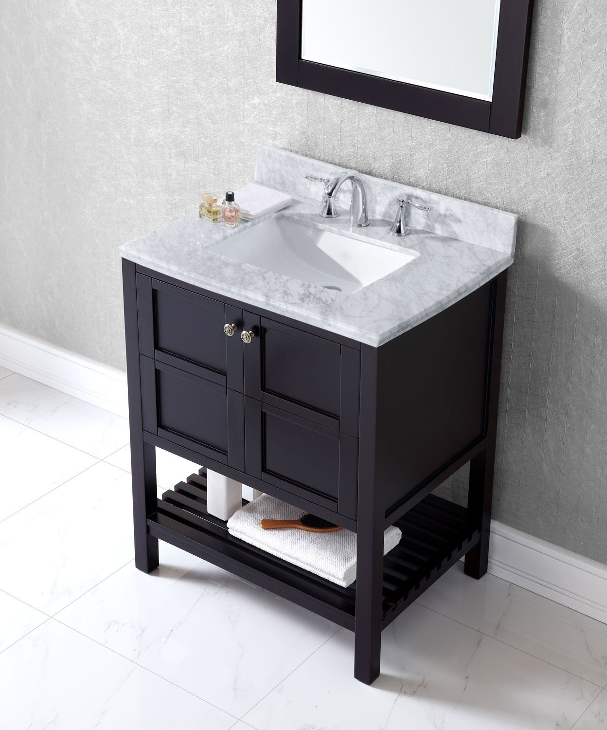 Virtu USA Winterfell 30" Single Square Sink Espresso Top Vanity in Espresso with Mirror Vanity Virtu USA 