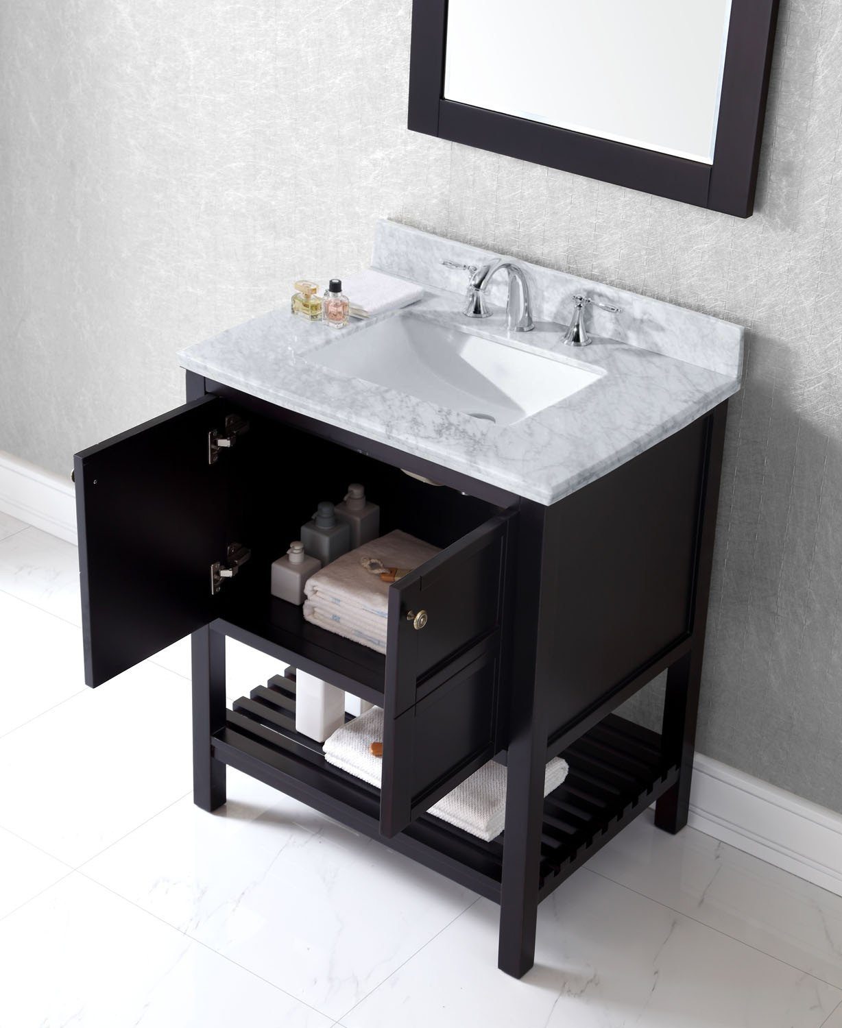 Virtu USA Winterfell 30" Single Square Sink Espresso Top Vanity in Espresso with Mirror Vanity Virtu USA 