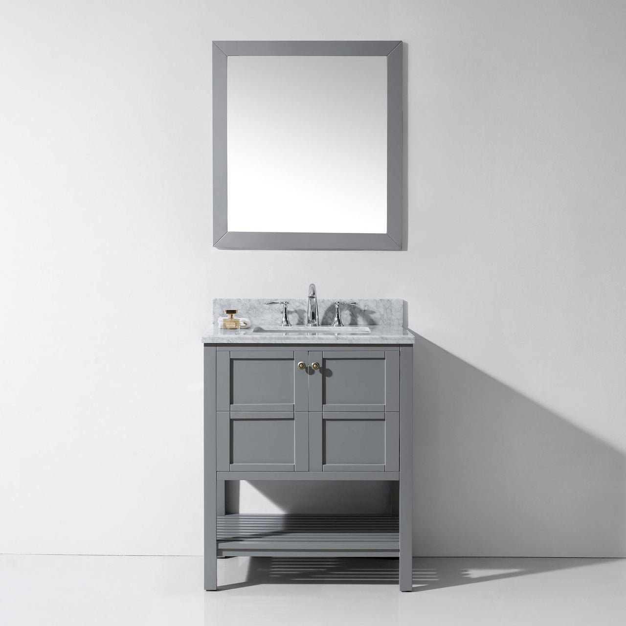 Virtu USA Winterfell 30" Single Square Sink Grey Top Vanity in Grey with Mirror Vanity Virtu USA 