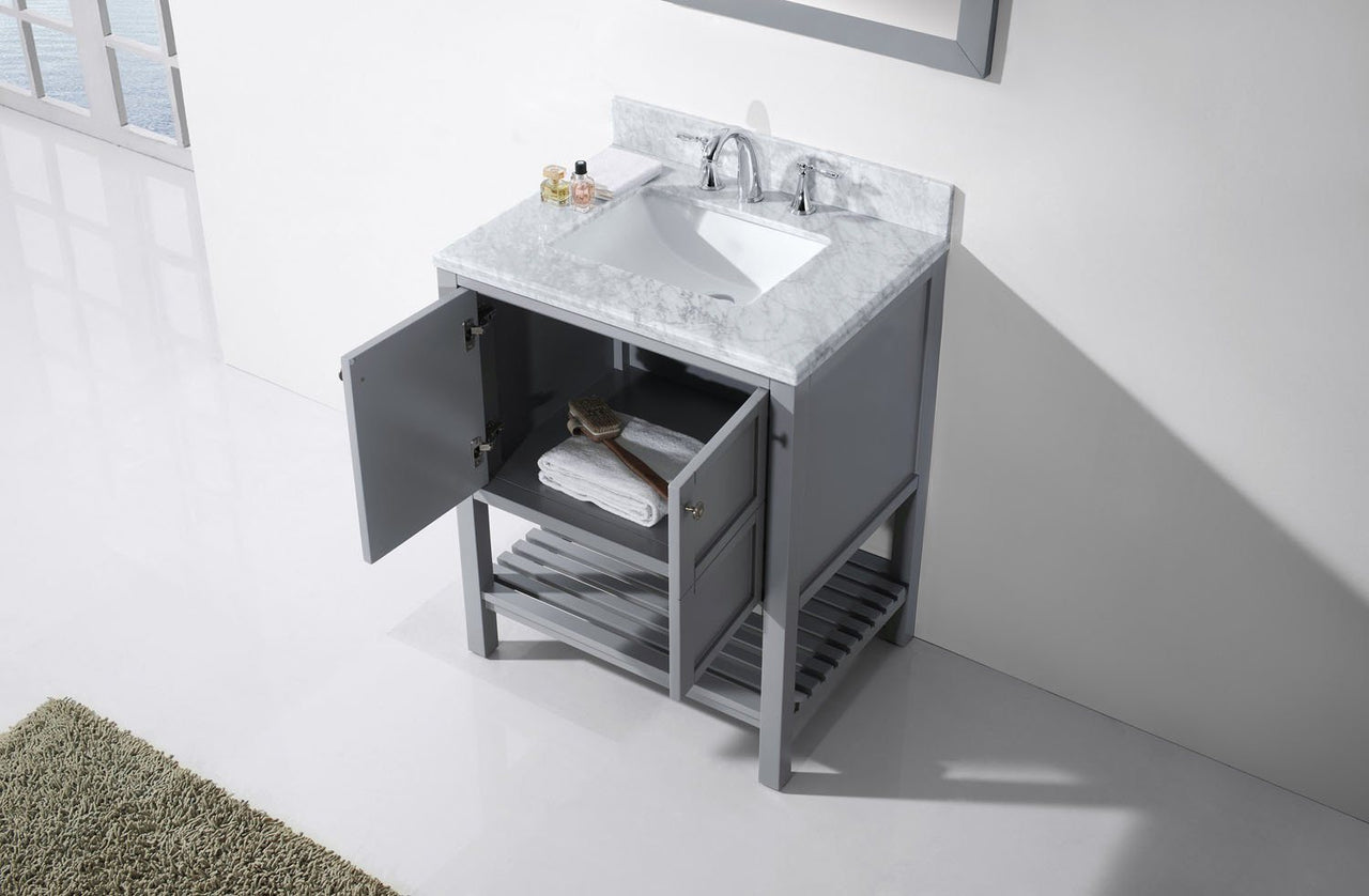 Virtu USA Winterfell 30" Single Square Sink Grey Top Vanity in Grey with Mirror Vanity Virtu USA 