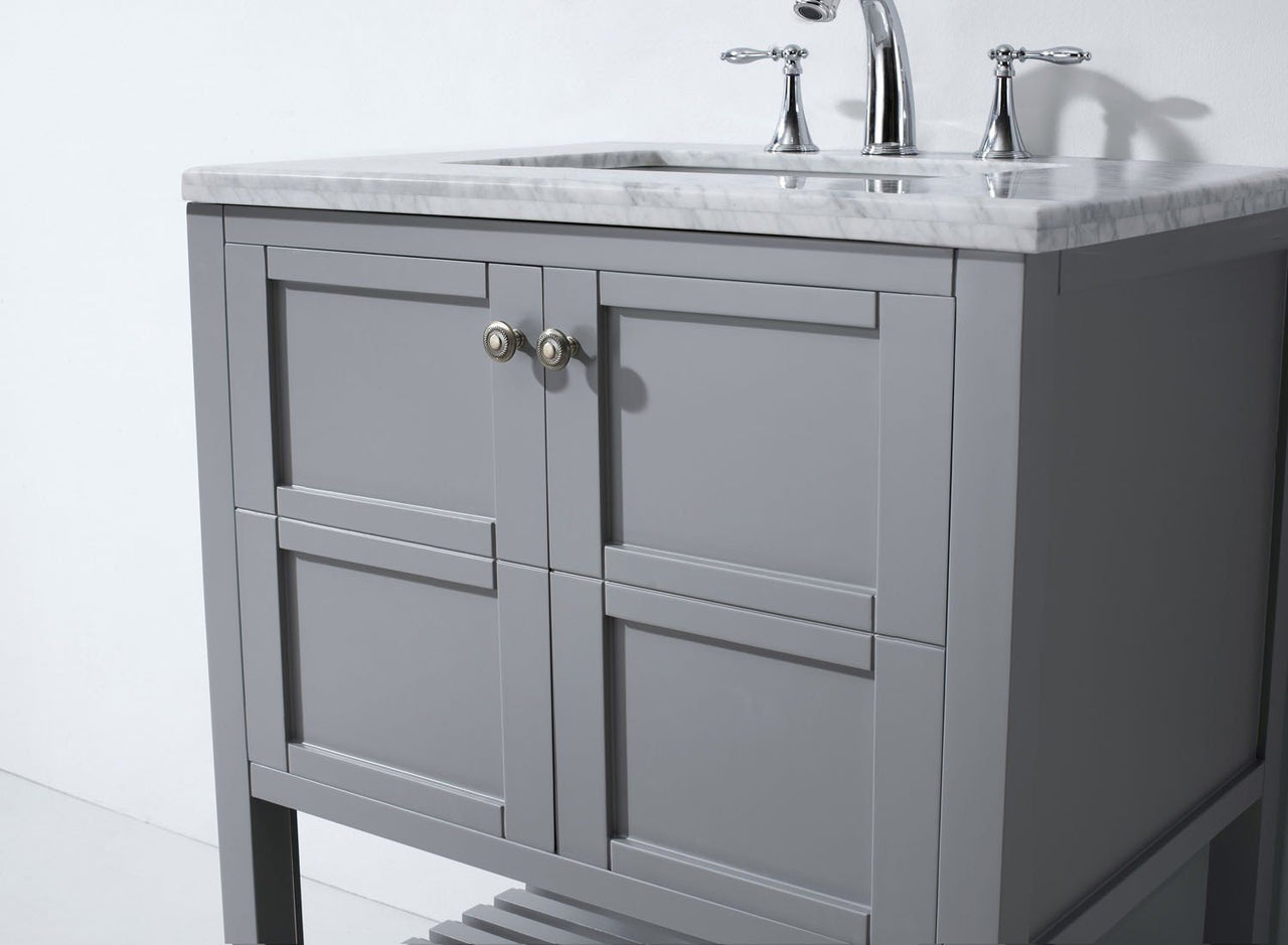 Virtu USA Winterfell 30" Single Square Sink Grey Top Vanity in Grey with Mirror Vanity Virtu USA 