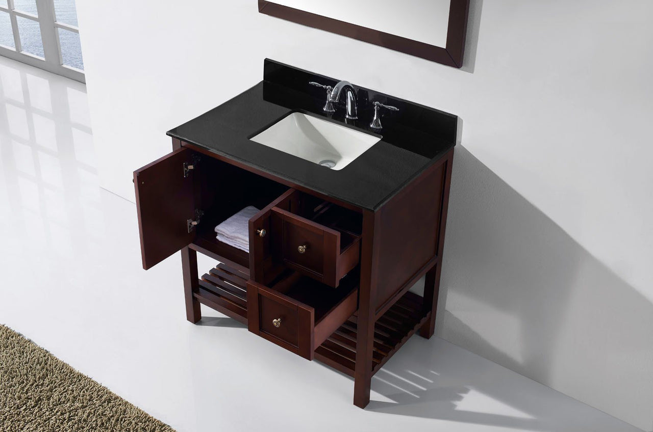 Virtu USA Winterfell 36" Single Square Sink Cherry Top Vanity in Cherry with Mirror Vanity Virtu USA 