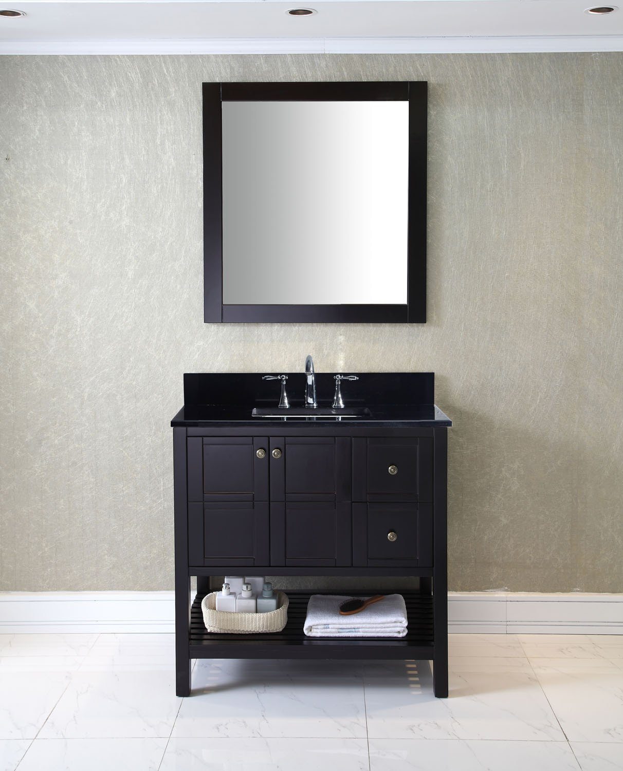 Virtu USA Winterfell 36" Single Square Sink Espresso Top Vanity in Espresso with Mirror Vanity Virtu USA 