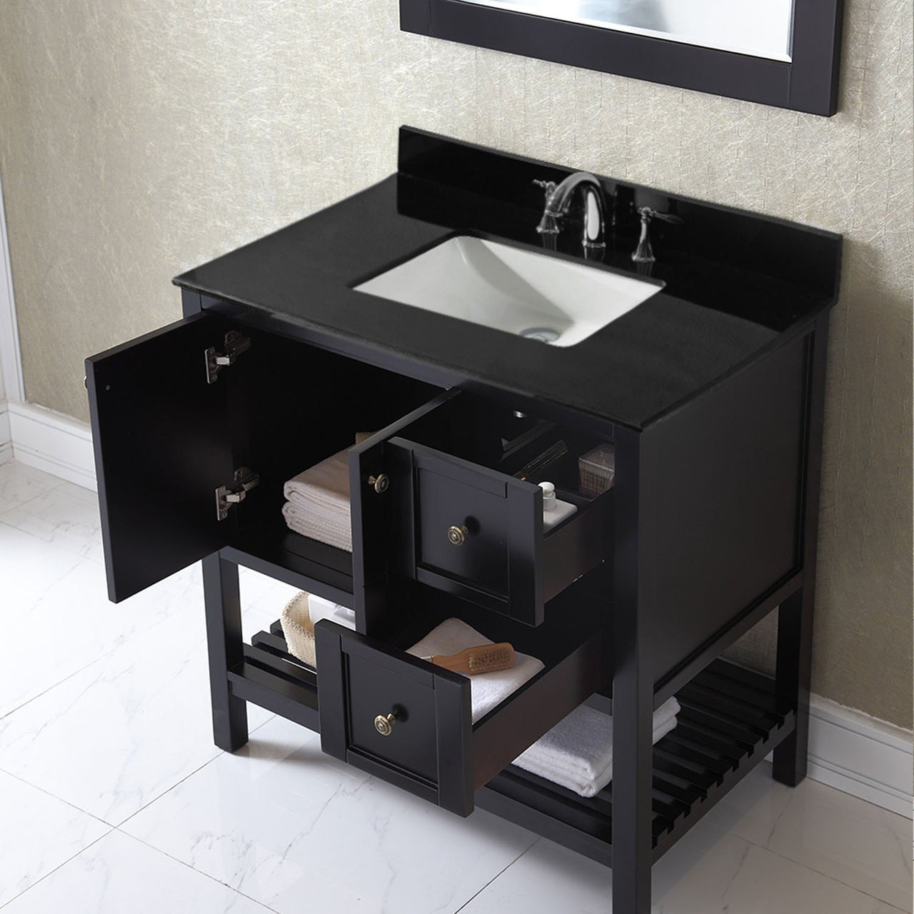 Virtu USA Winterfell 36" Single Square Sink Espresso Top Vanity in Espresso with Mirror Vanity Virtu USA 