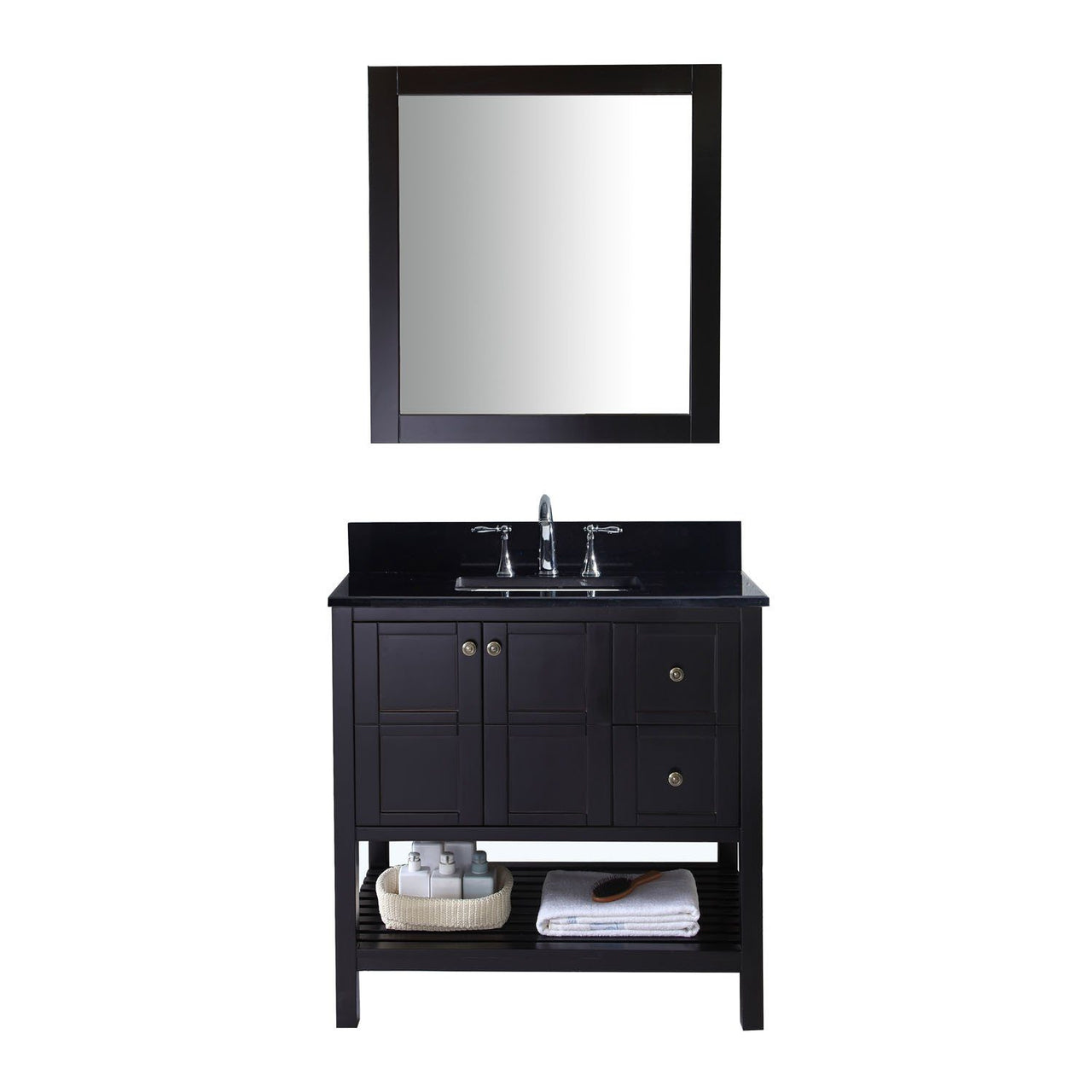 Virtu USA Winterfell 36" Single Square Sink Espresso Top Vanity in Espresso with Mirror Vanity Virtu USA 