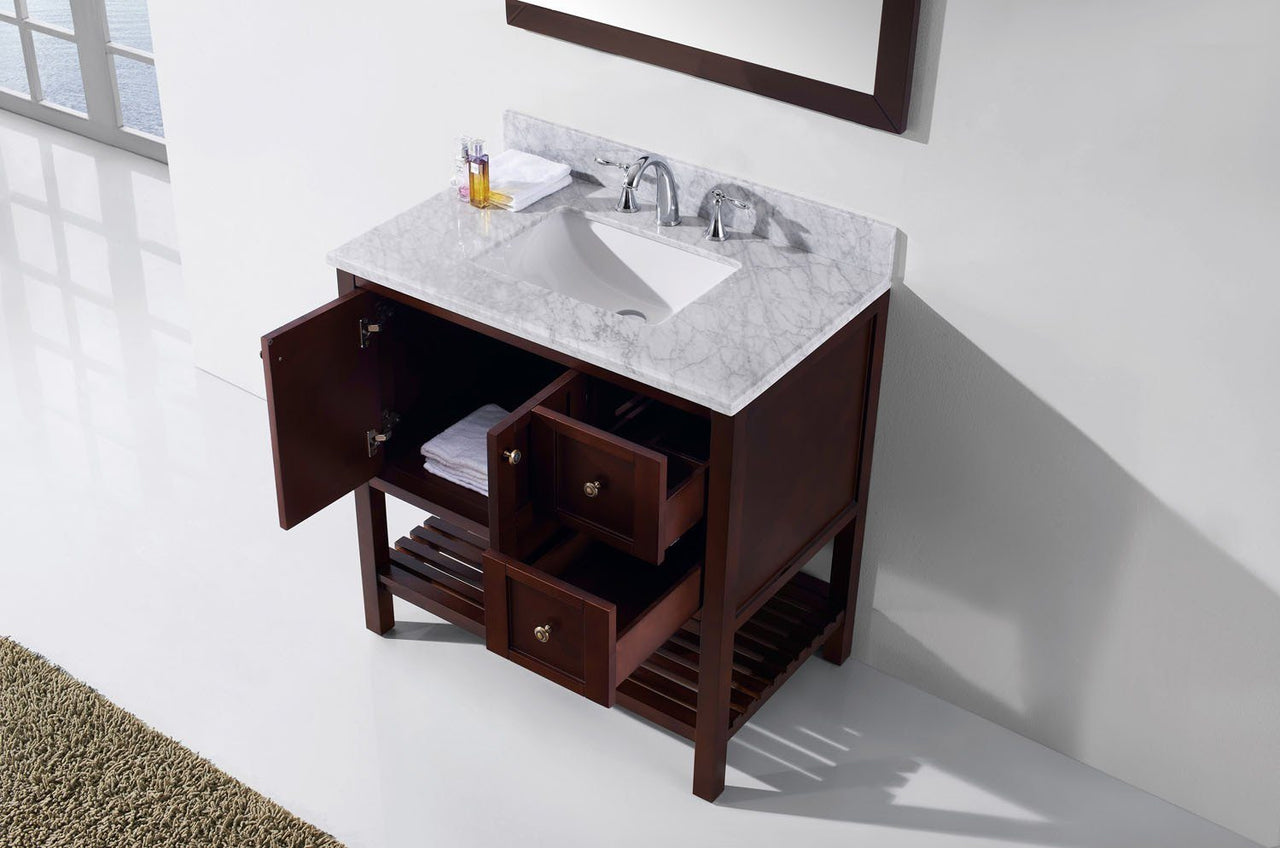 Virtu USA Winterfell 36" Single Square Sink Cherry Top Vanity in Cherry with Mirror Vanity Virtu USA 