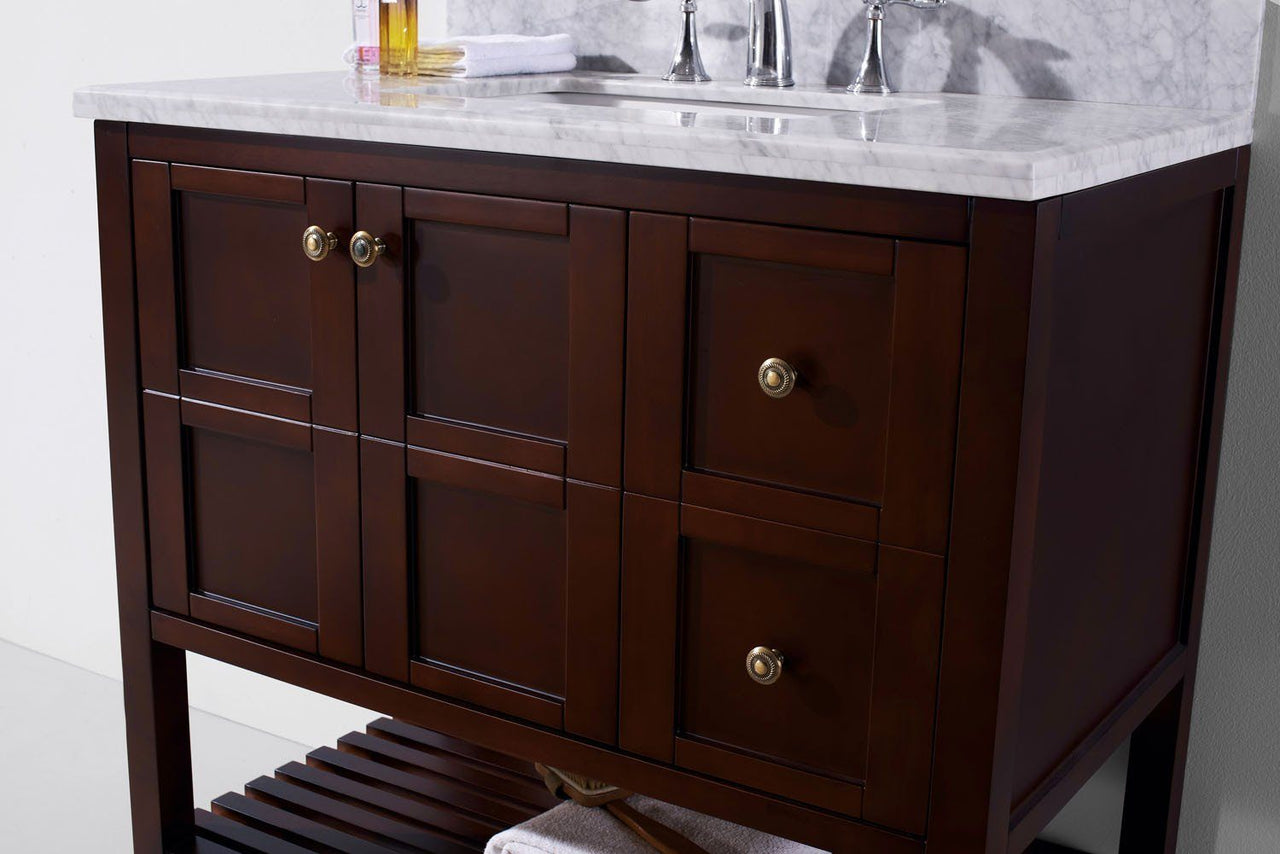 Virtu USA Winterfell 36" Single Square Sink Cherry Top Vanity in Cherry with Mirror Vanity Virtu USA 