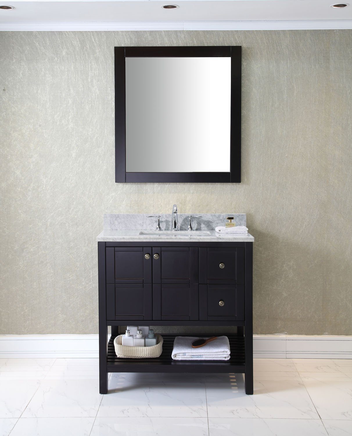 Virtu USA Winterfell 36" Single Square Sink Espresso Top Vanity in Espresso with Mirror Vanity Virtu USA 