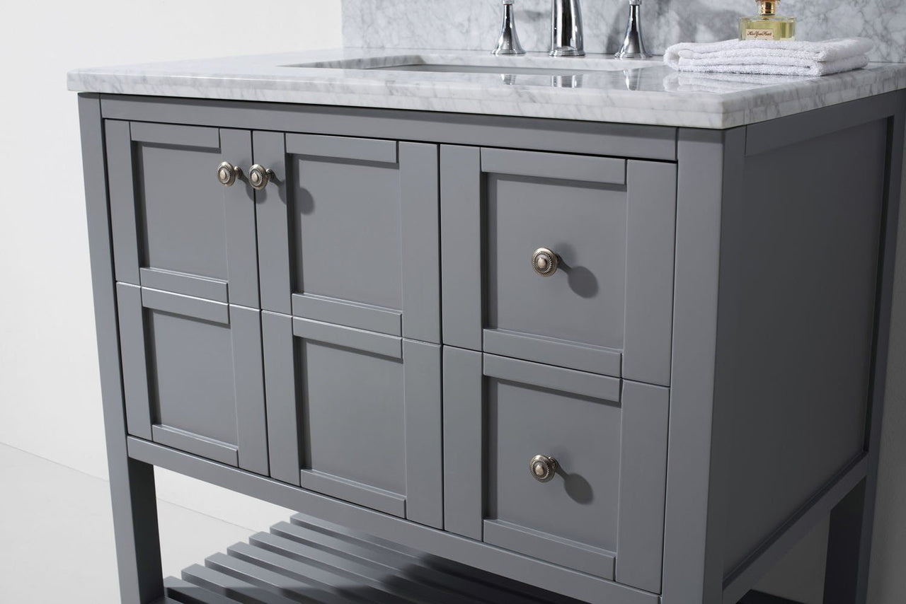 Virtu USA Winterfell 36" Single Square Sink Grey Top Vanity in Grey with Mirror Vanity Virtu USA 
