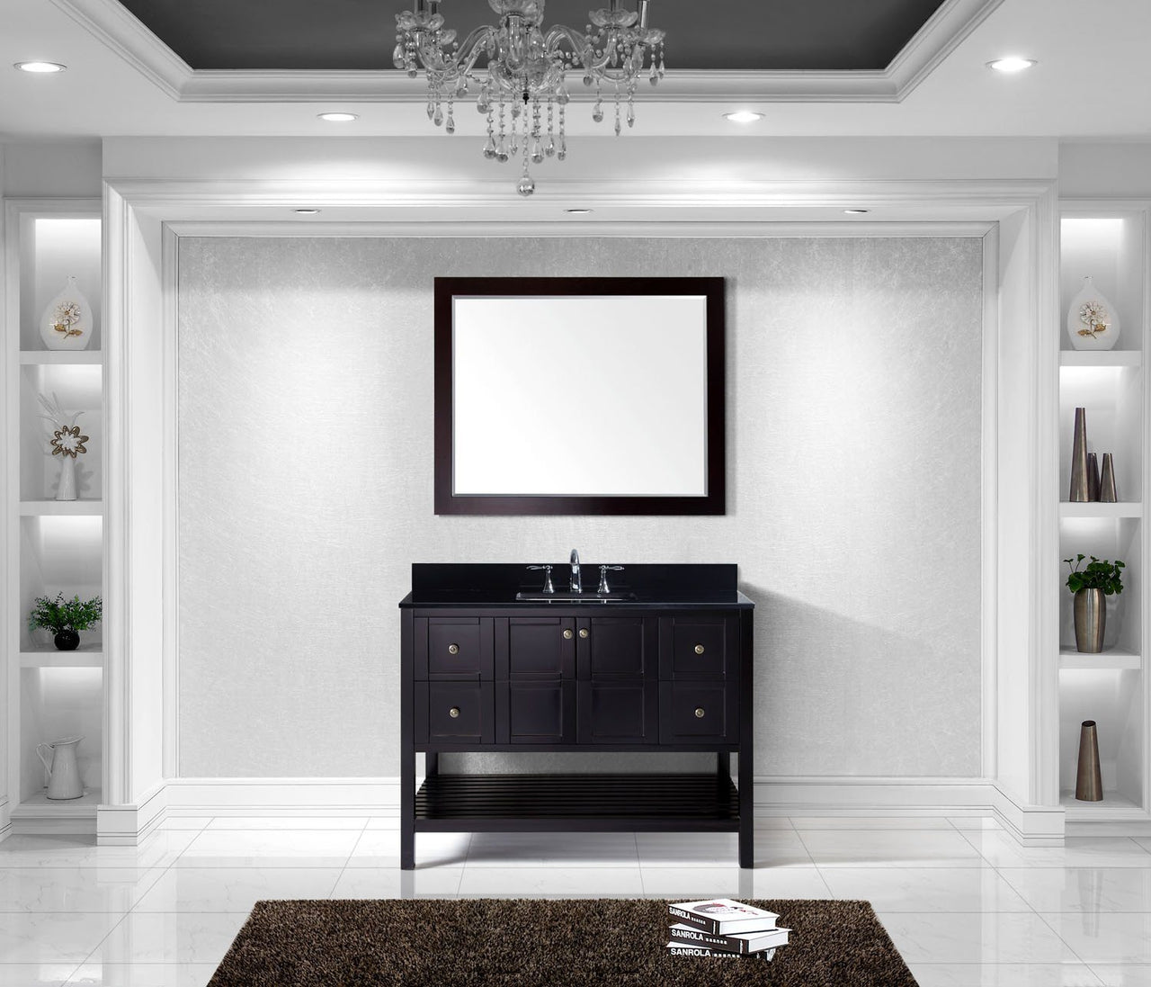 Virtu USA Winterfell 48" Single Square Sink Espresso Top Vanity in Espresso with Mirror Vanity Virtu USA 