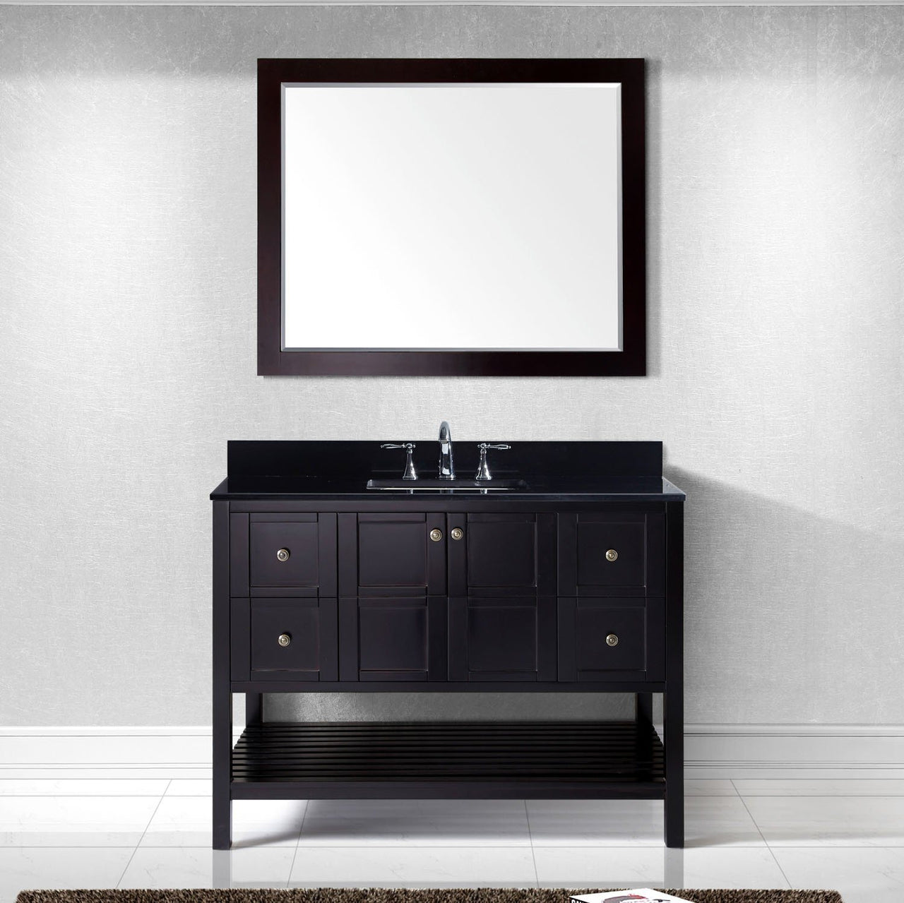 Virtu USA Winterfell 48" Single Square Sink Espresso Top Vanity in Espresso with Mirror Vanity Virtu USA 