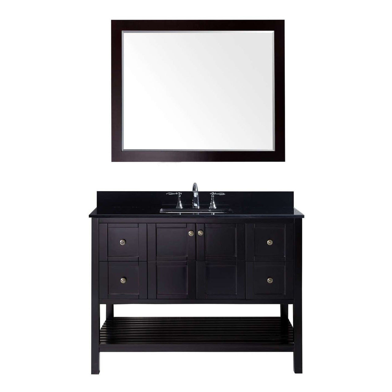 Virtu USA Winterfell 48" Single Square Sink Espresso Top Vanity in Espresso with Mirror Vanity Virtu USA 