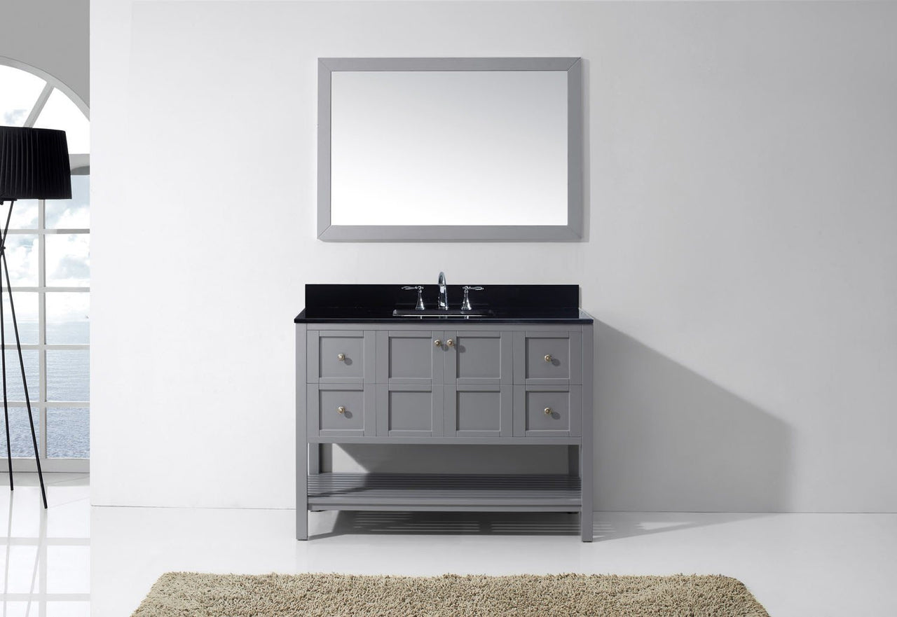 Virtu USA Winterfell 48" Single Square Sink Grey Top Vanity in Grey with Mirror Vanity Virtu USA 