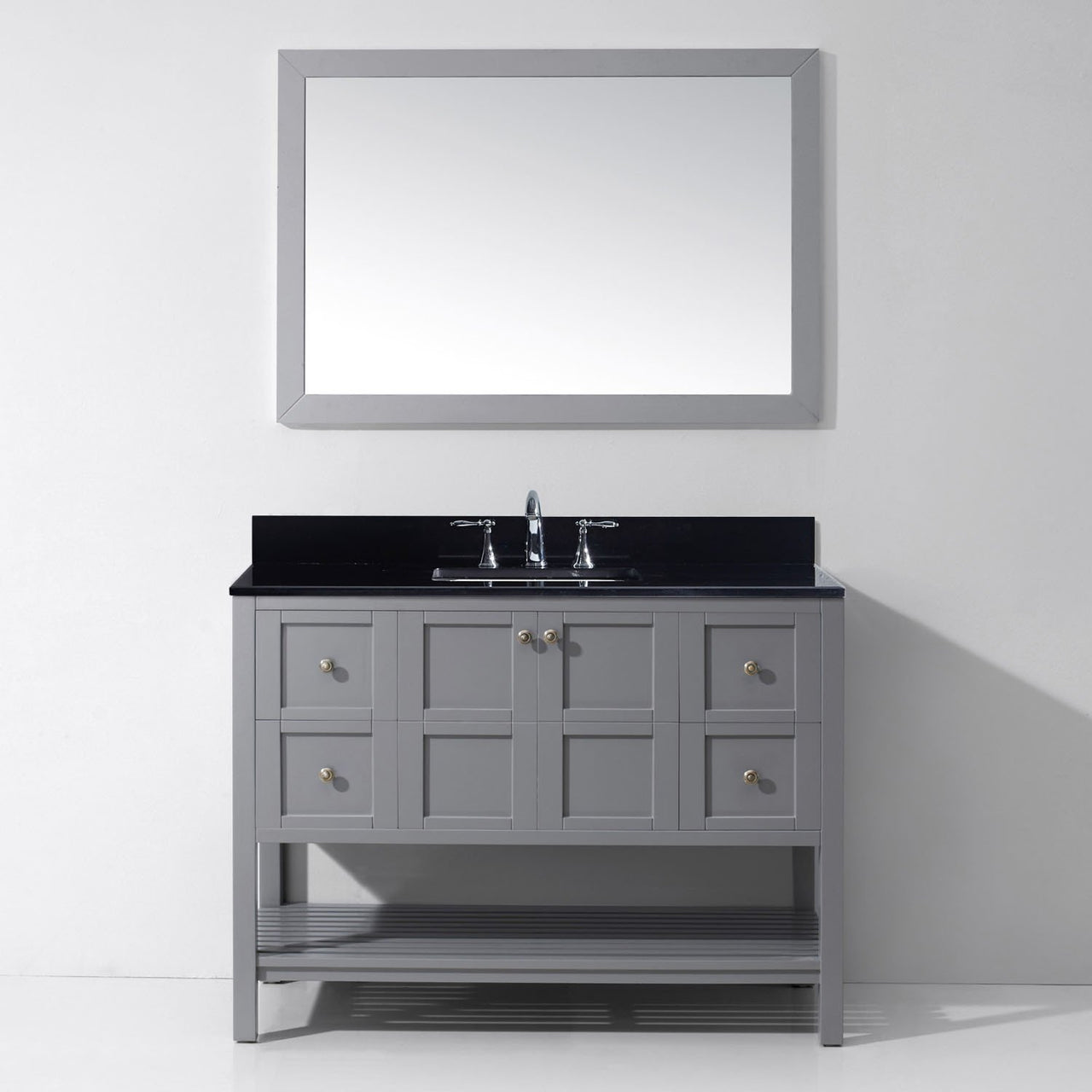 Virtu USA Winterfell 48" Single Square Sink Grey Top Vanity in Grey with Mirror Vanity Virtu USA 