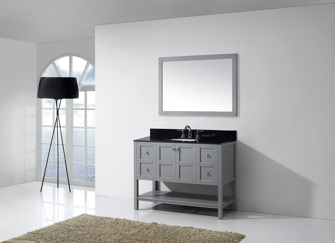 Virtu USA Winterfell 48" Single Square Sink Grey Top Vanity in Grey with Mirror Vanity Virtu USA 