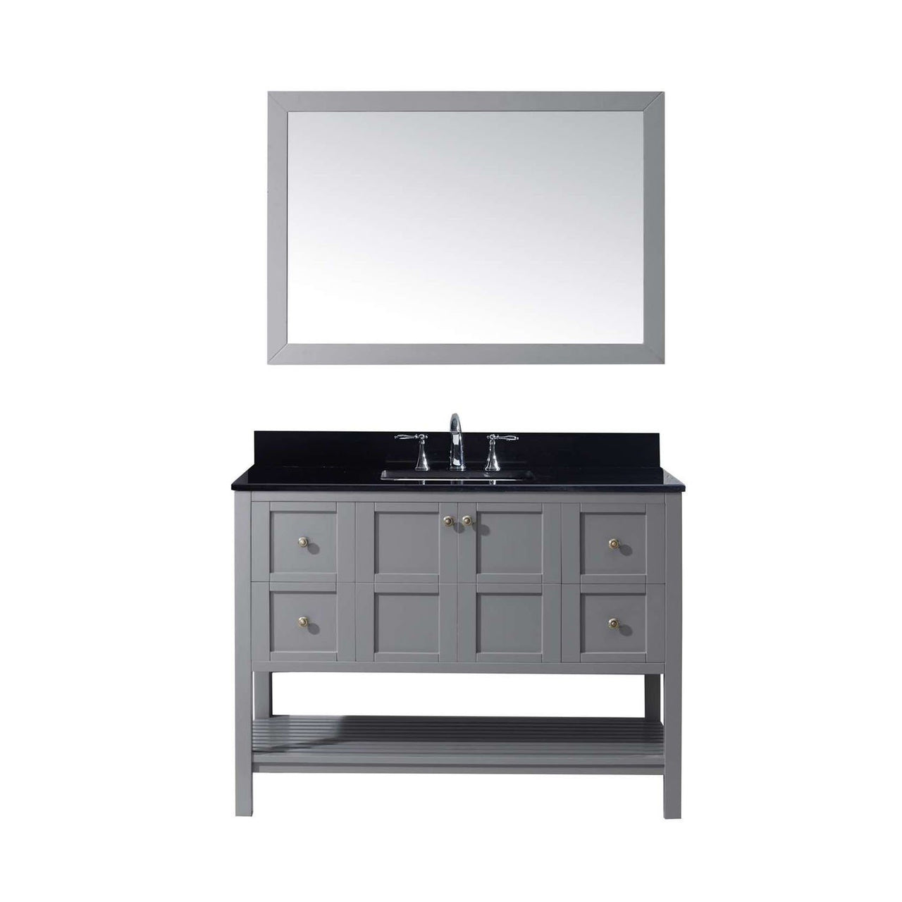 Virtu USA Winterfell 48" Single Square Sink Grey Top Vanity in Grey with Mirror Vanity Virtu USA 