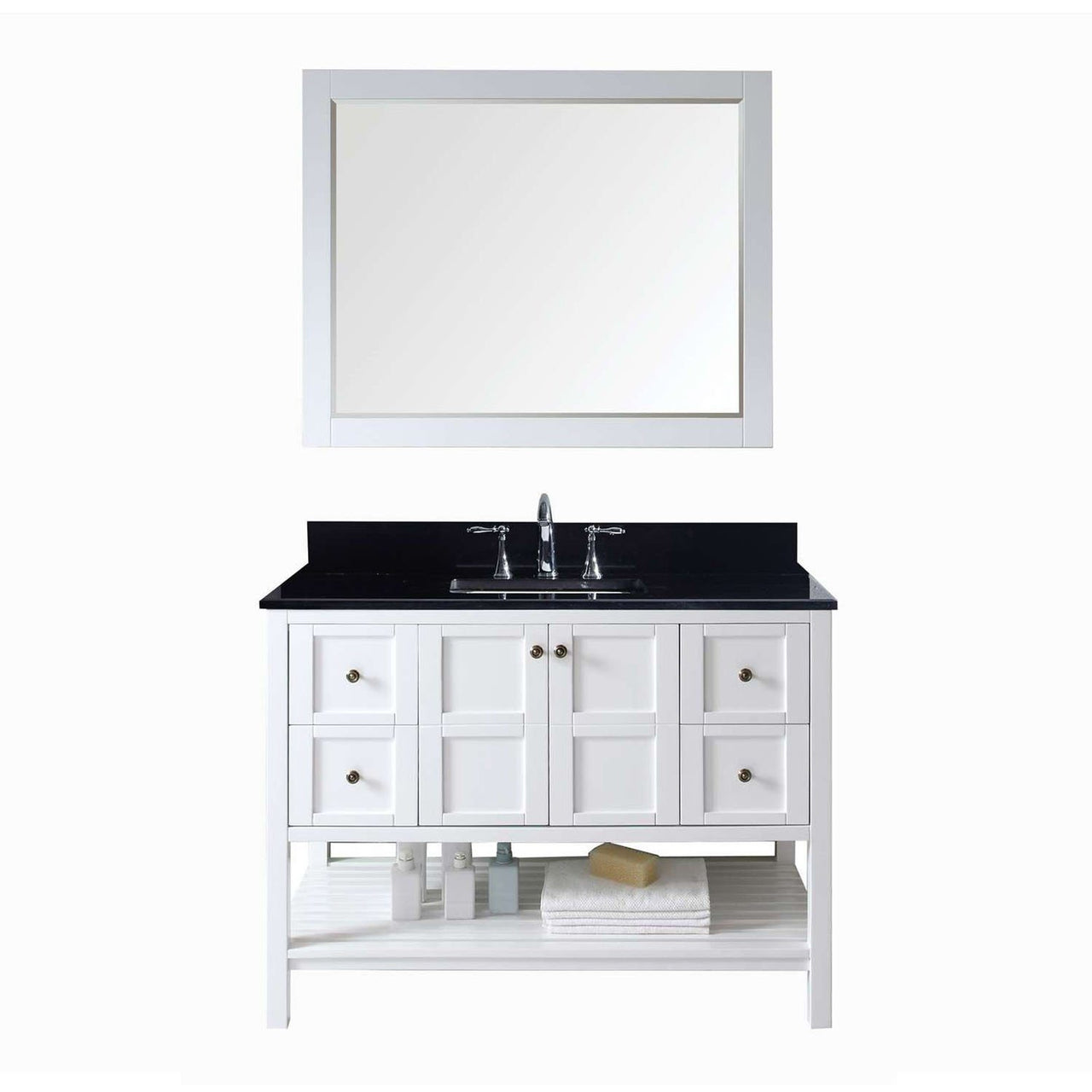 Virtu USA Winterfell 48" Single Square Sink White Top Vanity in White with Mirror Vanity Virtu USA 