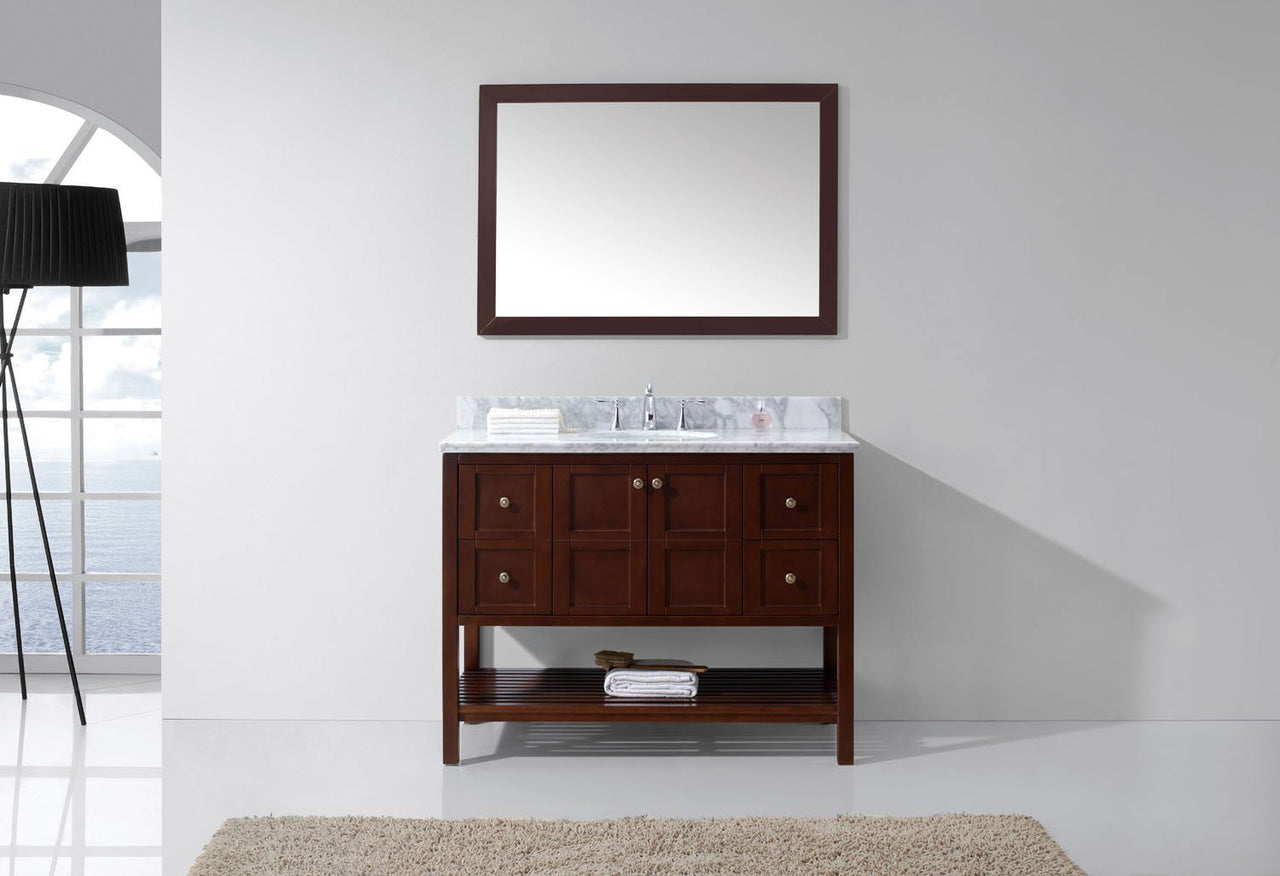 Virtu USA Winterfell 48" Single Round Sink Cherry Top Vanity with Mirror Vanity Virtu USA 