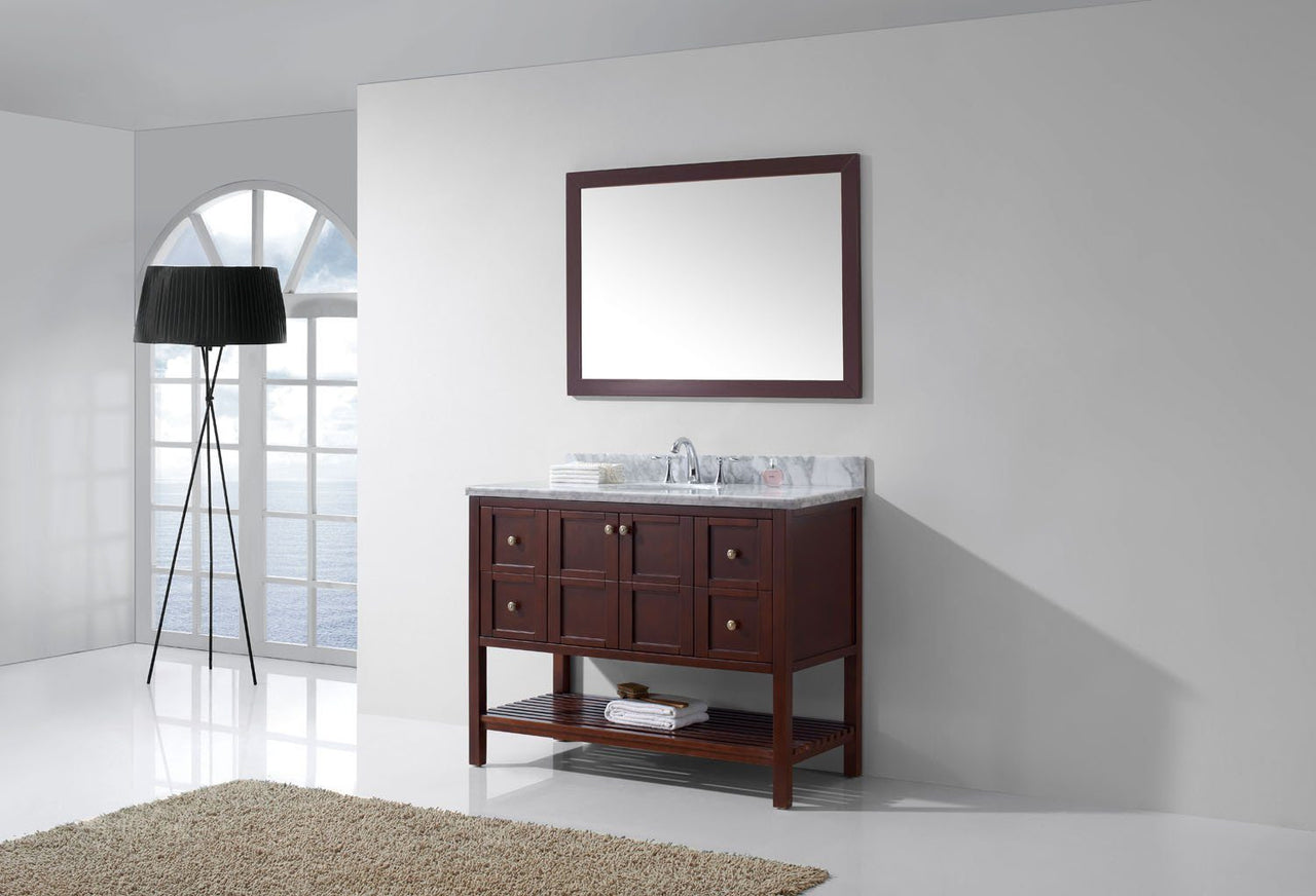 Virtu USA Winterfell 48" Single Round Sink Cherry Top Vanity with Mirror Vanity Virtu USA 