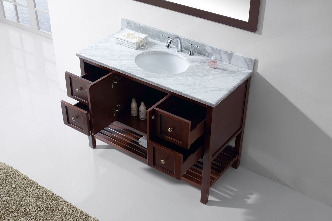 Virtu USA Winterfell 48" Single Round Sink Cherry Top Vanity with Mirror Vanity Virtu USA 